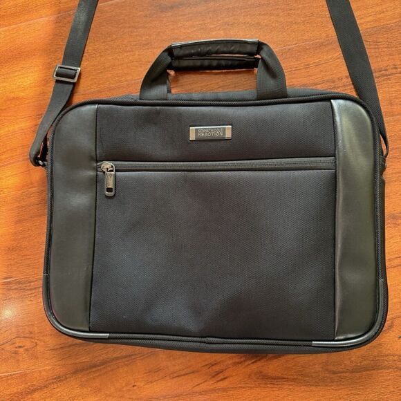 KENNETH COLE REACTION R-Tech 17"‎ Laptop Bag Briefcase Black Handles & Strap - Picture 12 of 16